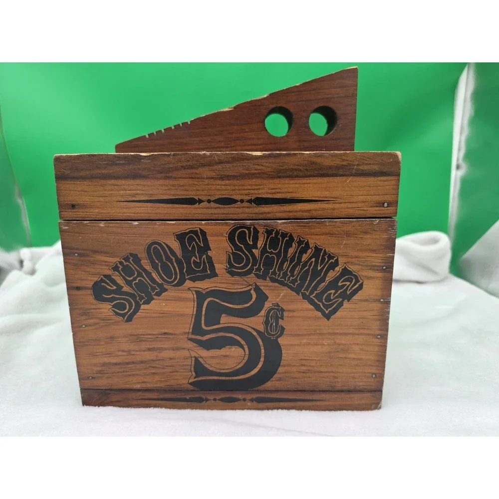 Wooden Shoe Shine Box VTG